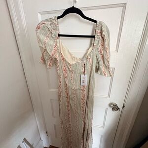 WeWoreWhat Floral Stripe Maxi Dress in Cream and Pink